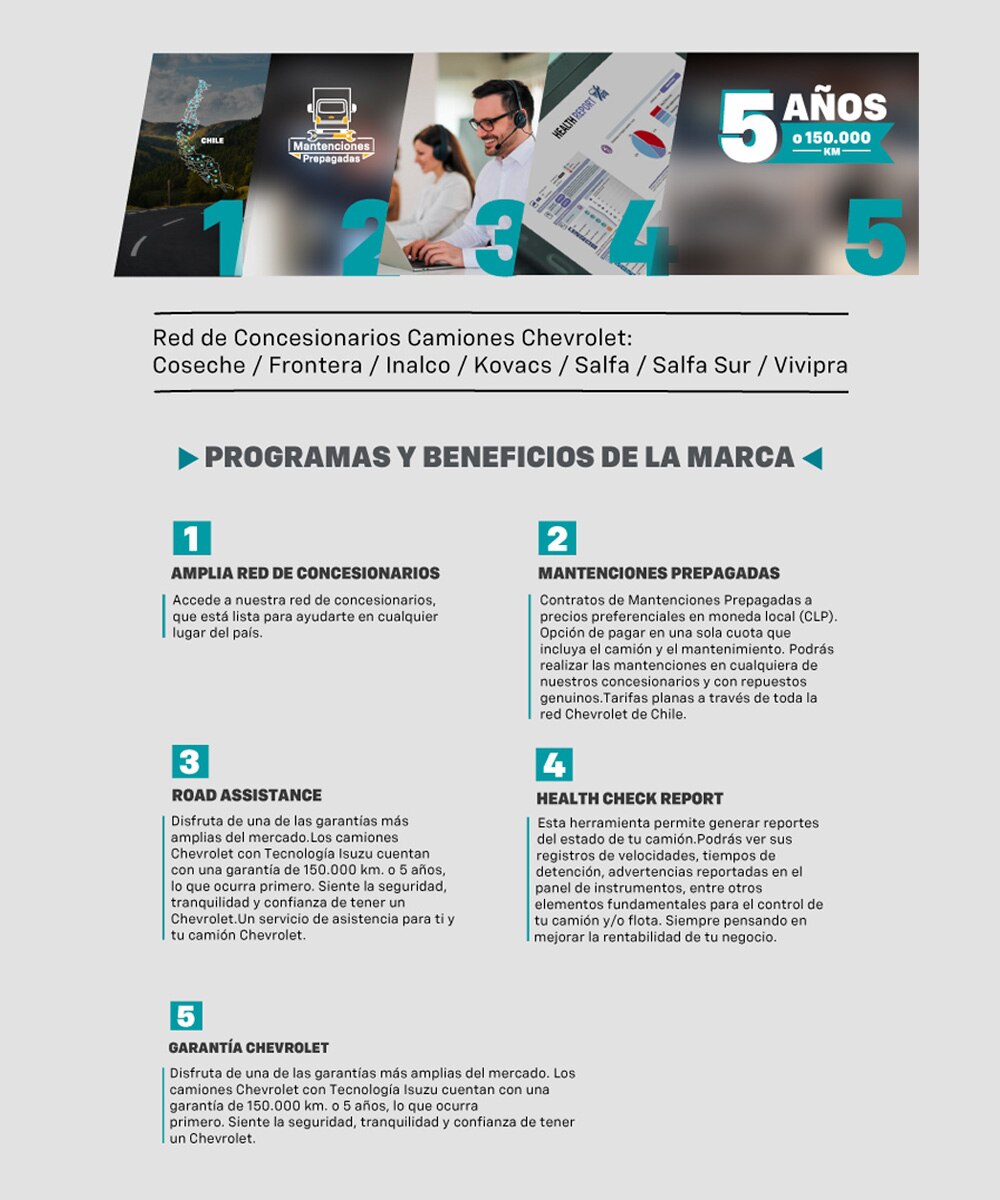 Camión FRR, programas y beneficios de la marca
