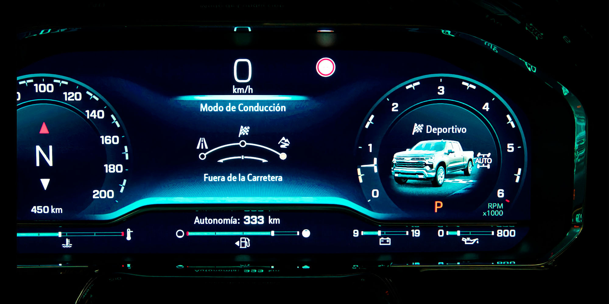 Clúster central de 12 pulgadas en la Chevrolet Silverado